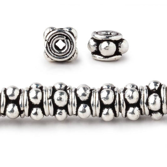 7x5mm Antiqued Sterling Silver Plated Copper Spacers 8 inch 41 Beads