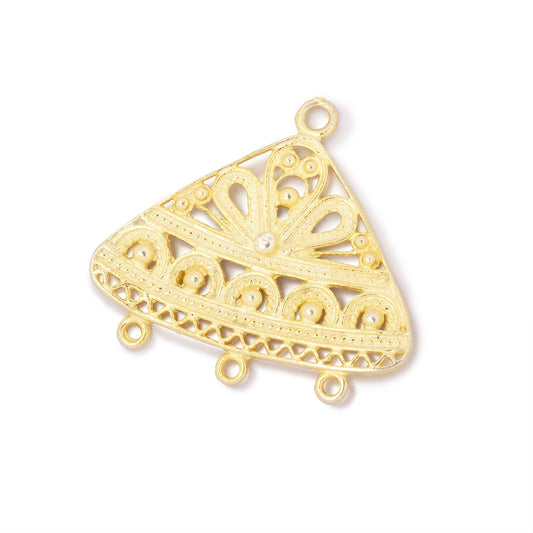 20x29mm Vermeil Triangular Filigree 3 Ring Charm 1 piece