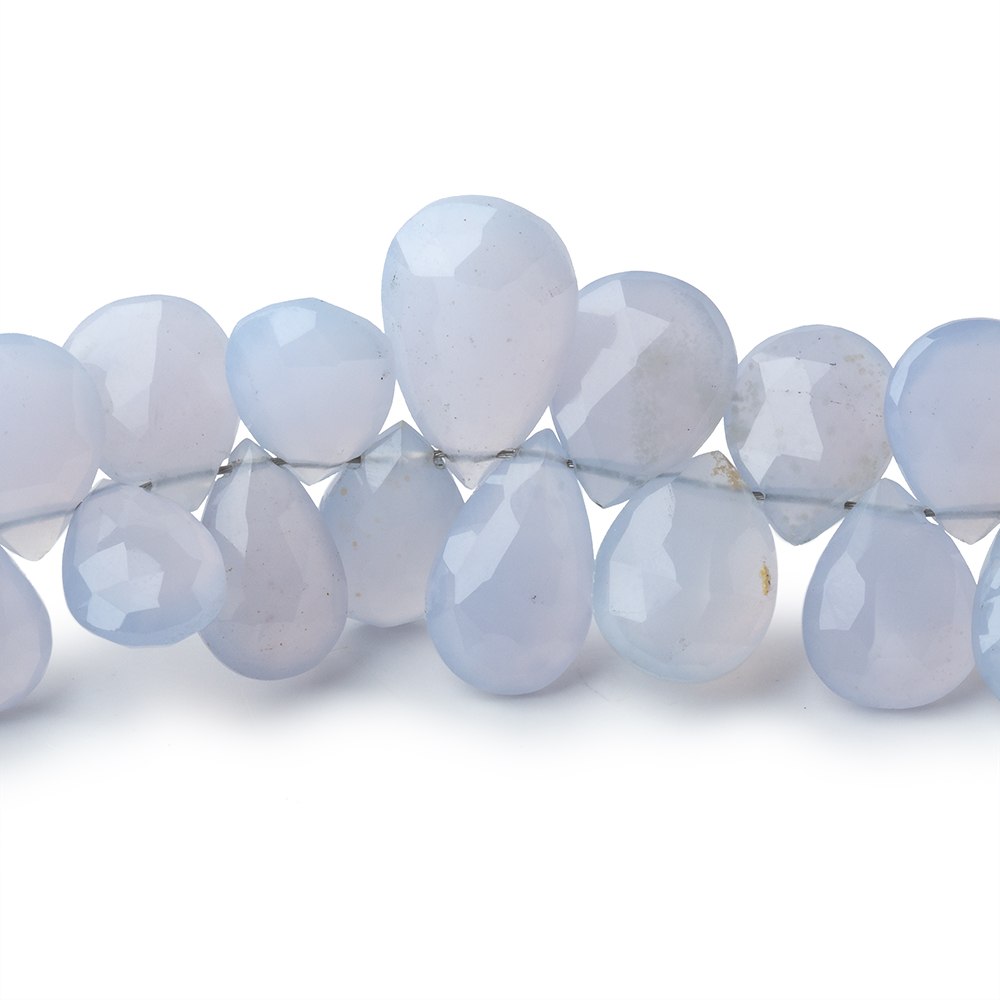 9x7-10x8mm Turkish Blue Chalcedony Faceted Pear Beads 8 inch 55 pieces  AA