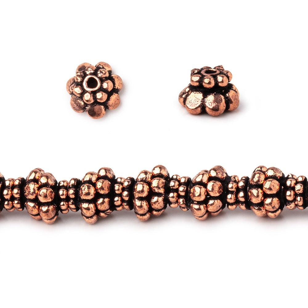 6x4mm Antiqued Copper Bead Caps 8 inch 54 pieces