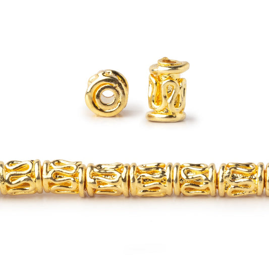 6x4mm 22kt Gold Plated Copper Bali Style Tube 8 inch 33 pieces