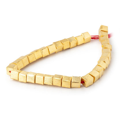 6mm 22kt Gold plated Copper Brushed Cube 8 inch 32 Beads