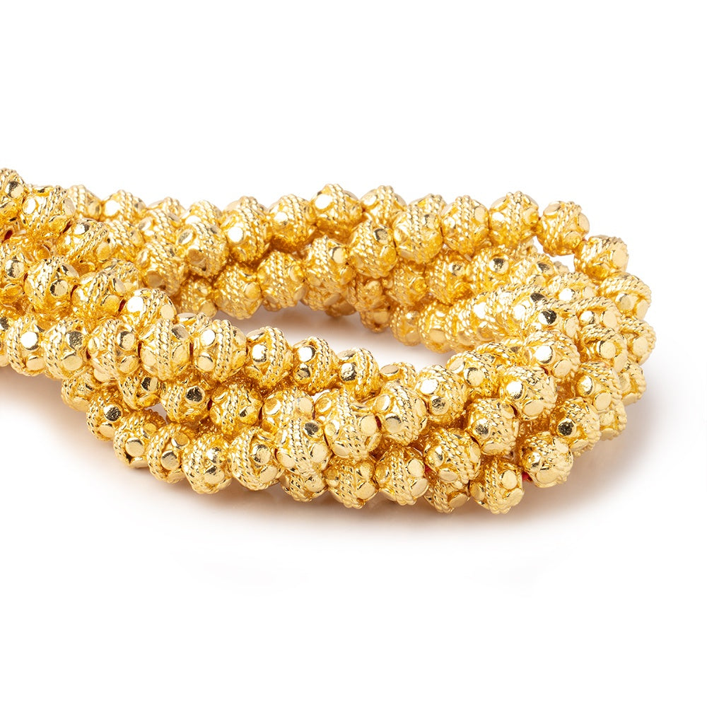 6mm 22kt Gold Plated Copper Round Bali Design 8 inch 33 pieces