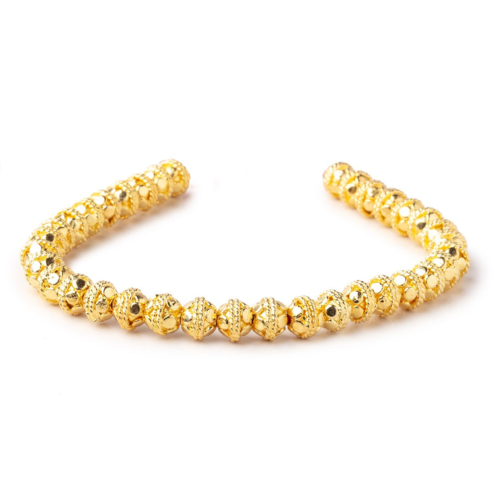 6mm 22kt Gold Plated Copper Round Bali Design 8 inch 33 pieces