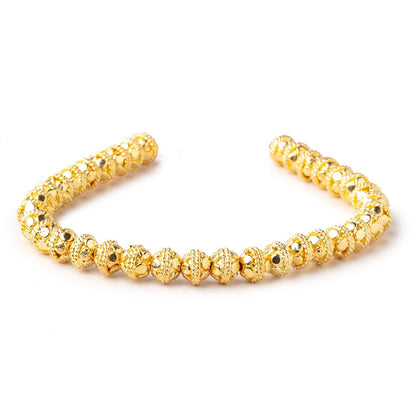 6mm 22kt Gold Plated Copper Round Bali Design 8 inch 33 pieces