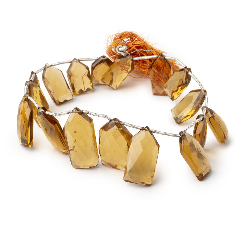 16x10-23x14mm Whiskey Quartz Top Drilled Shield 10 inch 18 Beads