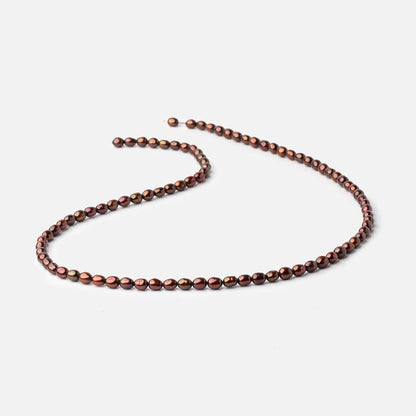 4x3mm Chocolate Straight Drilled Oval Pearls 15 inch 90 pieces