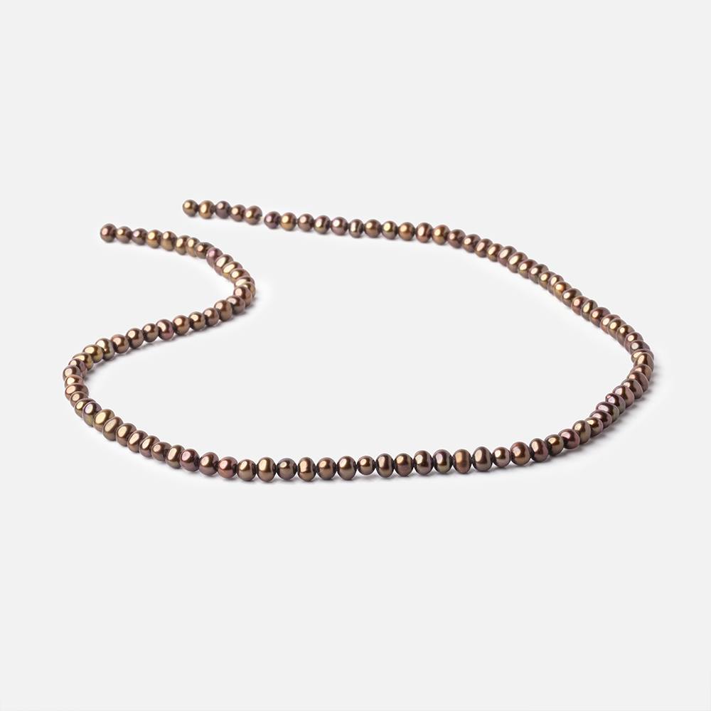 4x3mm Bronze Off Round Freshwater Pearl Beads 15 inch 110 pieces