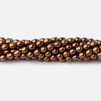 4x3mm Burnished Bronze Oval Freshwater Pearl Beads 16 inch 97 pieces