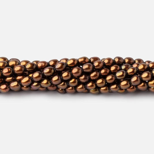 4x3mm Burnished Bronze Oval Freshwater Pearl Beads 16 inch 97 pieces