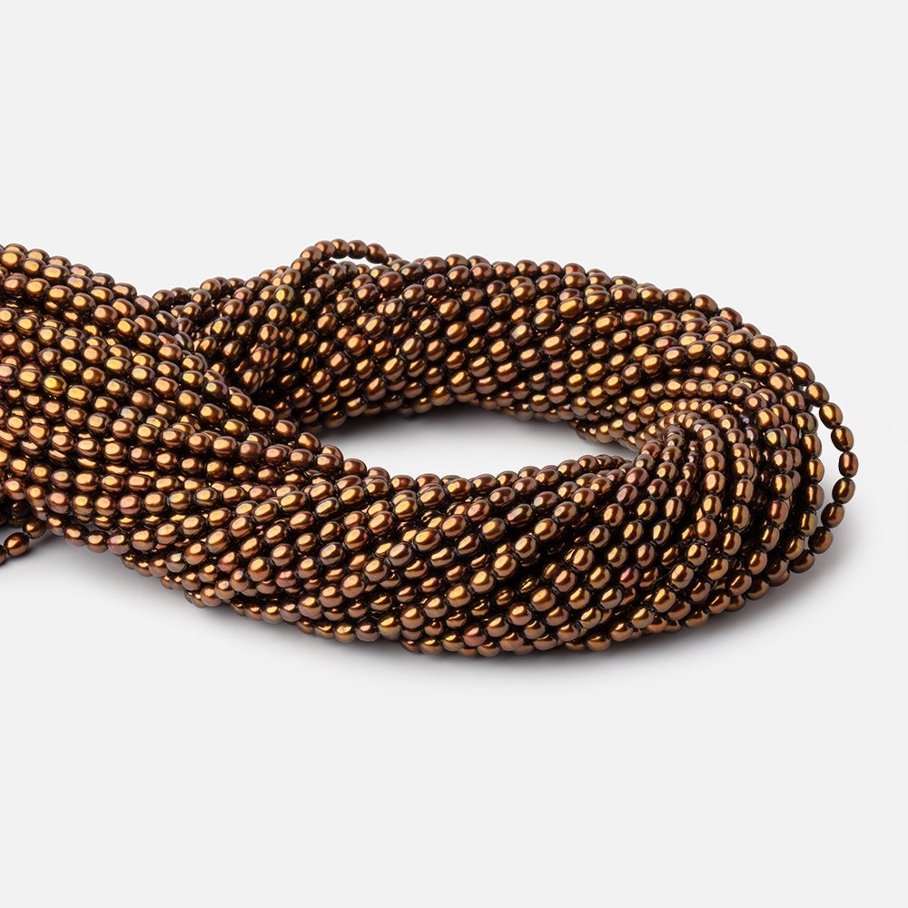 4x3mm Burnished Bronze Oval Freshwater Pearl Beads 16 inch 97 pieces