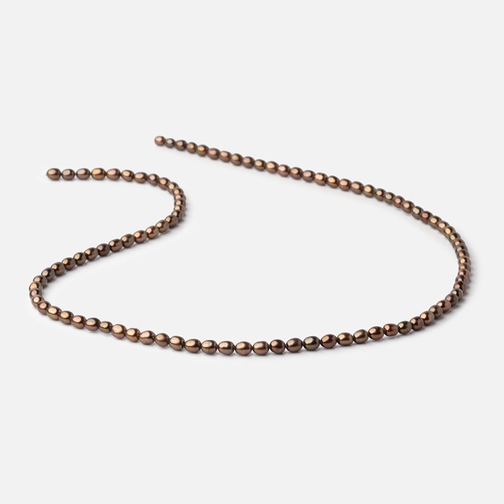 4x3mm Olive Brown Oval Freshwater Pearl Beads 15 inch 89 pieces