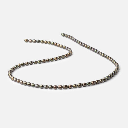 4x3mm Mushroom Green Straight Drill Oval Freshwater Pearls 15 inch 72 beads