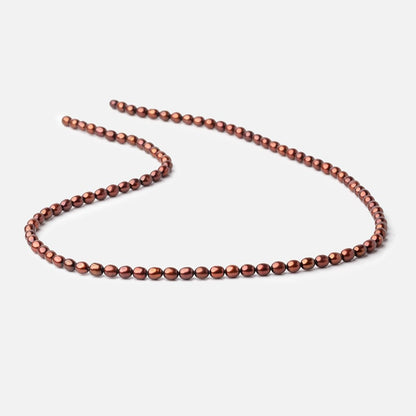 4x3mm Cherry Chocolate Straight Drilled Oval Freshwater Pearls 15 inch 87 pcs