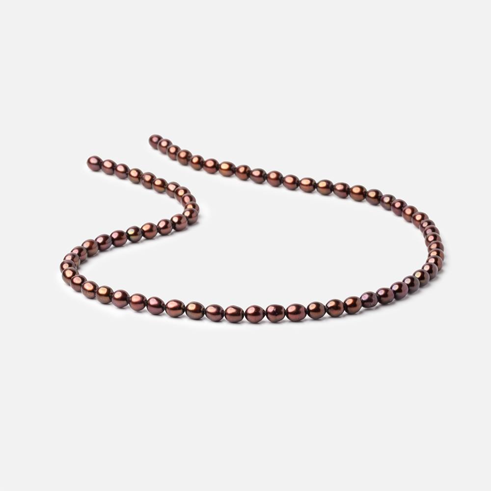 6x4mm Chocolate Straight Drilled Oval Freshwater Pearl 15 inch 66 pieces