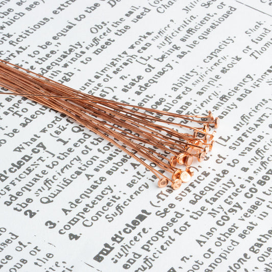 3 inch Length Copper Headpin with flat circular head, 28 Gauge 22 pcs per bag