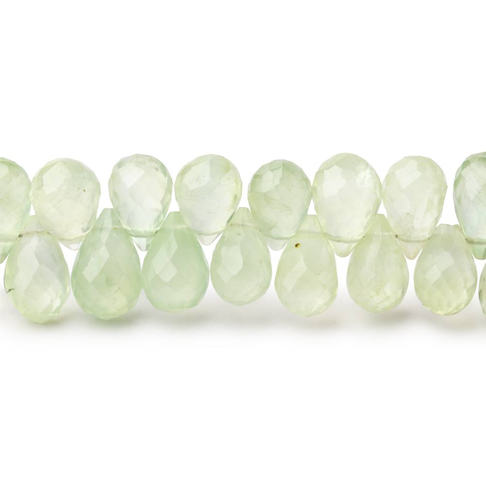7-10mm Prehnite Tear Drop Briolette Beads 7.75 inch 65 pieces