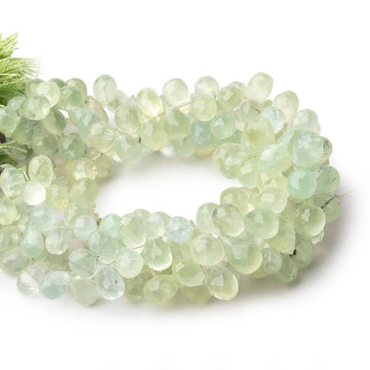 7-10mm Prehnite Tear Drop Briolette Beads 7.75 inch 65 pieces