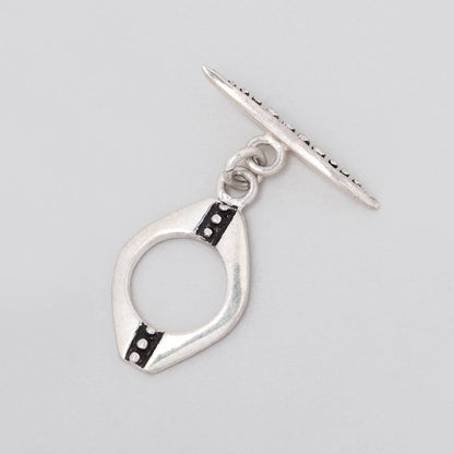 16.5x12.5mm Antiqued Sterling Silver Oval Toggle Miligrain Design 1 piece