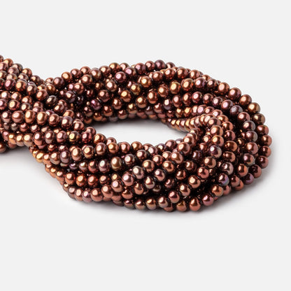 6x5mm Cinnamon Brown Off Round Freshwater Pearls 16 inch 76 pieces