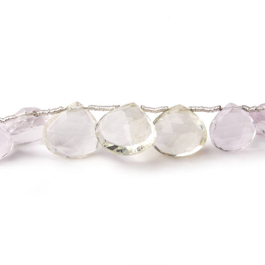 9-11mm Hiddenite and Kunzite Faceted Heart Beads 6 inch 16 pieces