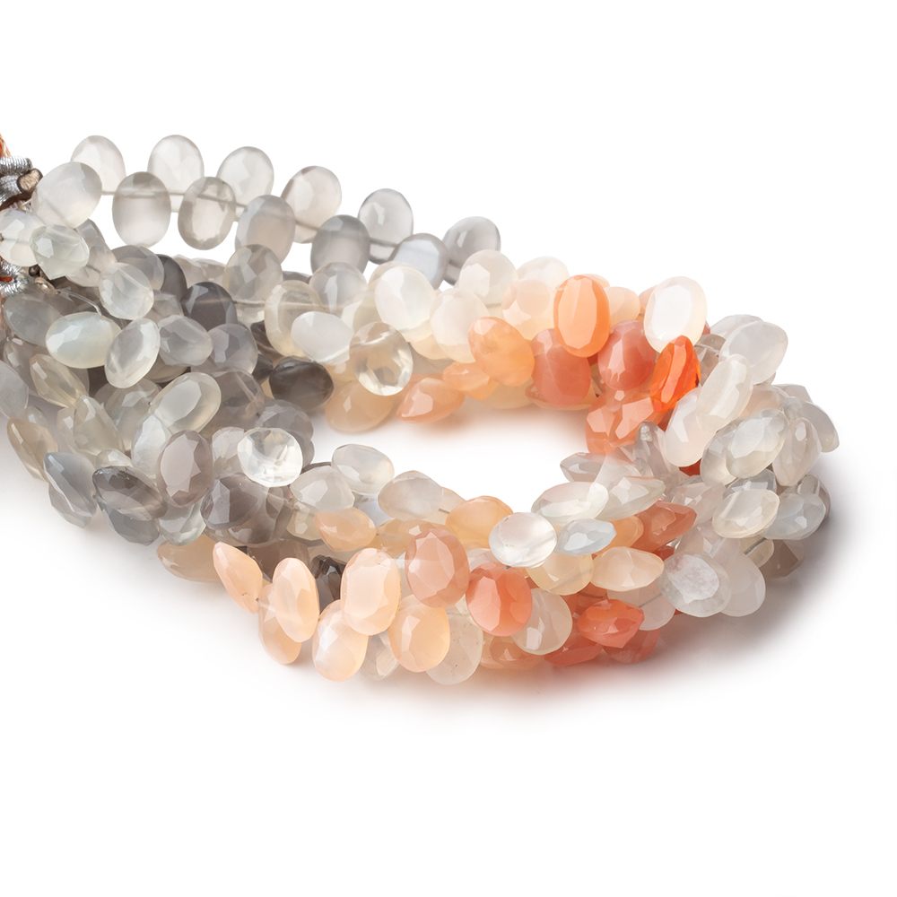 8x6mm MultiColor Moonstone Pavilion Faceted Oval Beads 8 inch 50 pieces