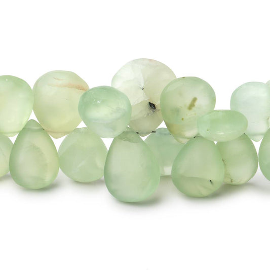 9-17mm Frosted Prehnite Plain Pear Beads 8 inch 51 pieces