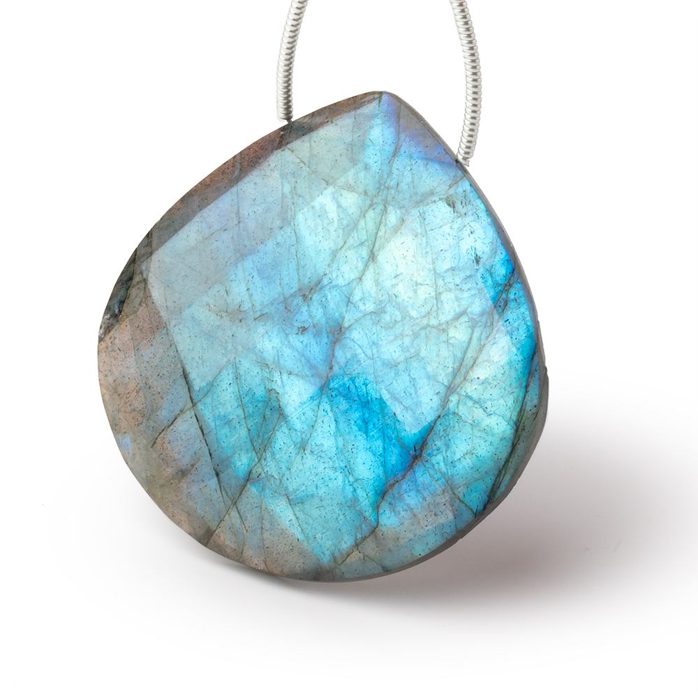 35mm Labradorite Faceted Heart Focal 1 Bead