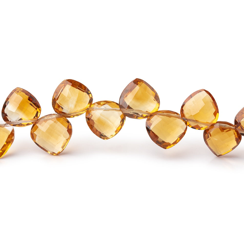 6-8mm Madeira Citrine Shoulder Drilled Faceted Hearts 6.5 inch 30 Beads AAA