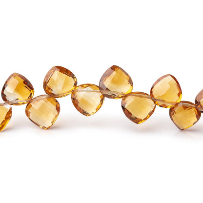 6-8mm Madeira Citrine Shoulder Drilled Faceted Hearts 6.5 inch 30 Beads AAA