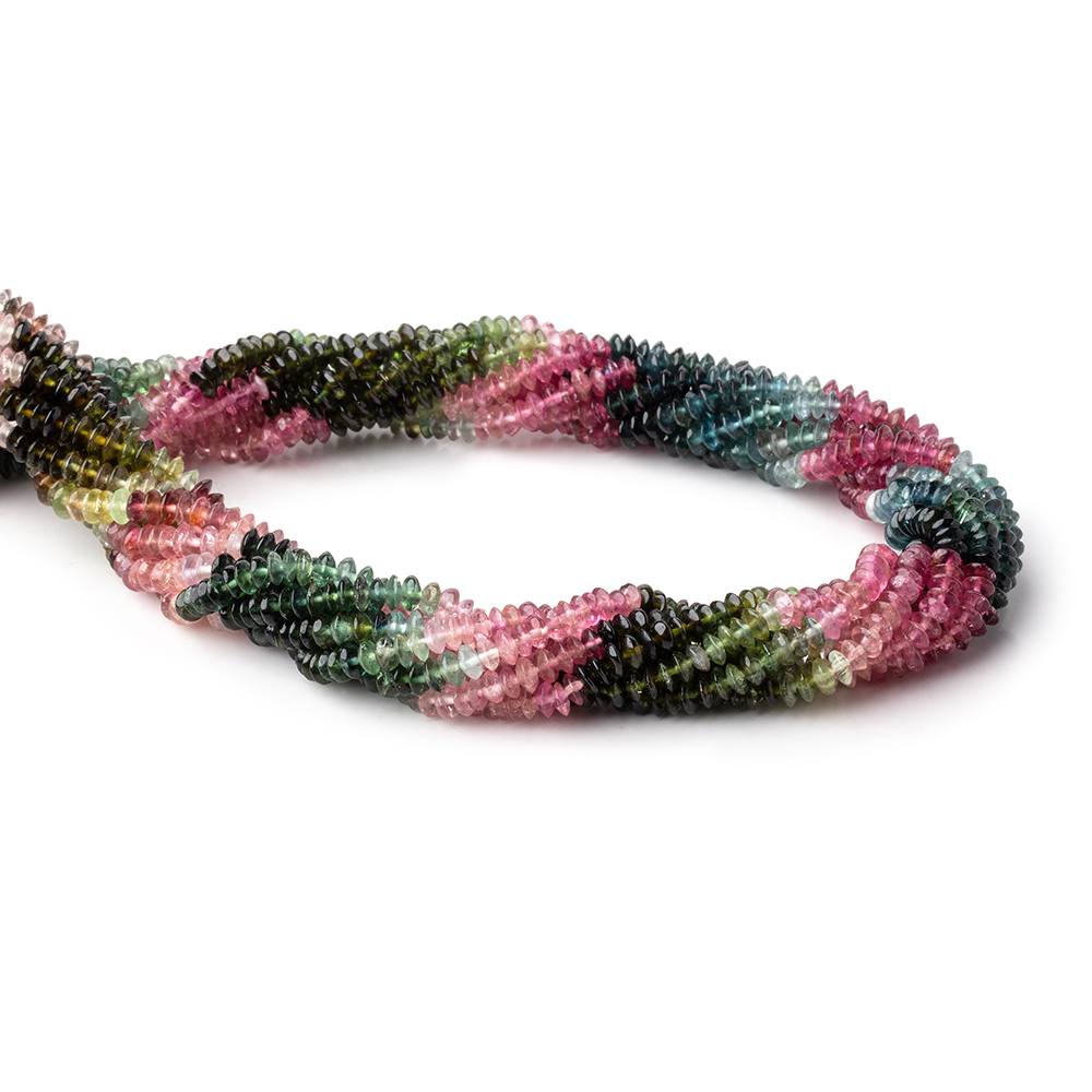 3.5mm Multi Color Tourmaline Plain Disc Rondelles 15.25 inch 230 Beads