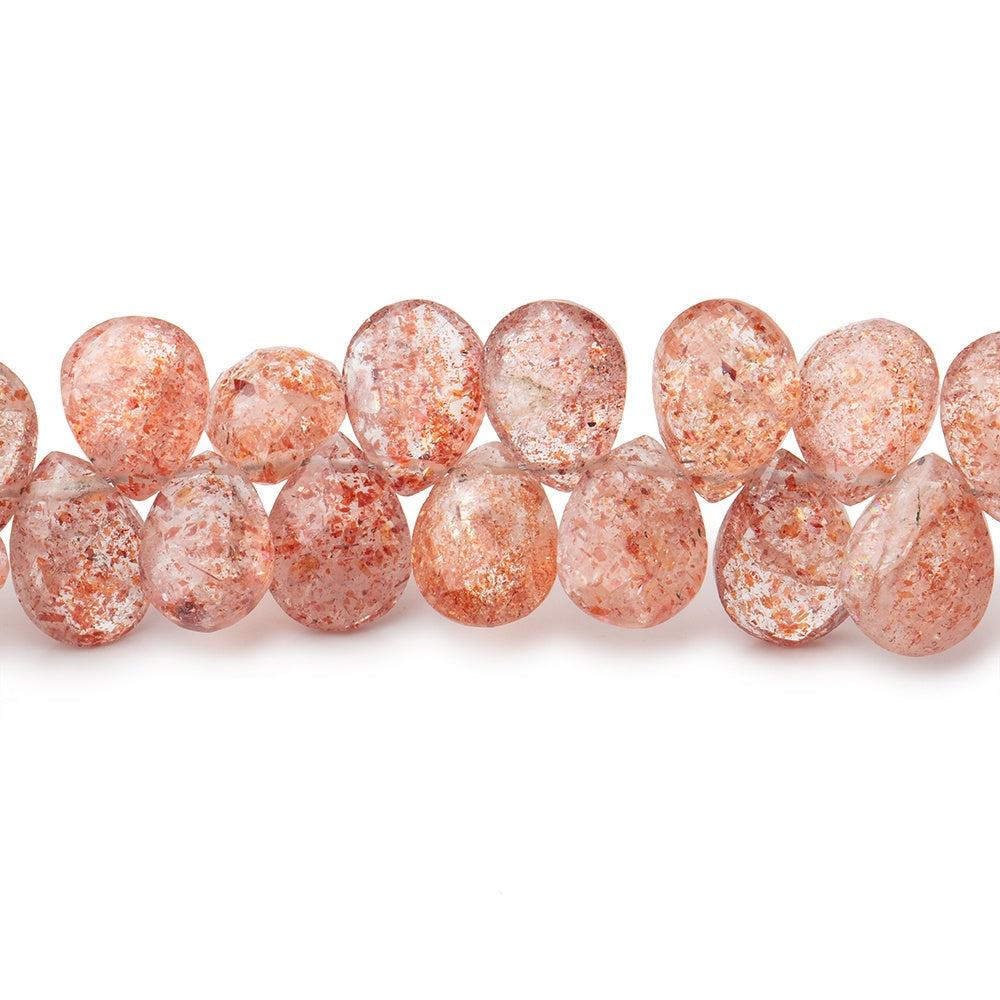 7x5-8x7mm Sunstone Faceted Pear Beads 8 inch 60 pieces