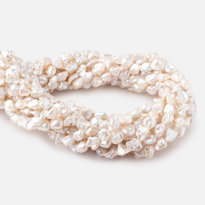 7-8mm Off White Straight Drilled Keshi Freshwater Pearls 16 inch 48 pieces