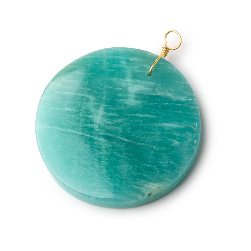 40mm Amazonite plain coin disc focal beads 1 piece AA