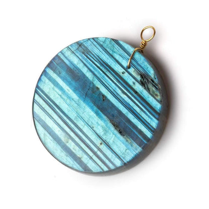 40mm Labradorite plain coin disc focal beads 1 piece AA