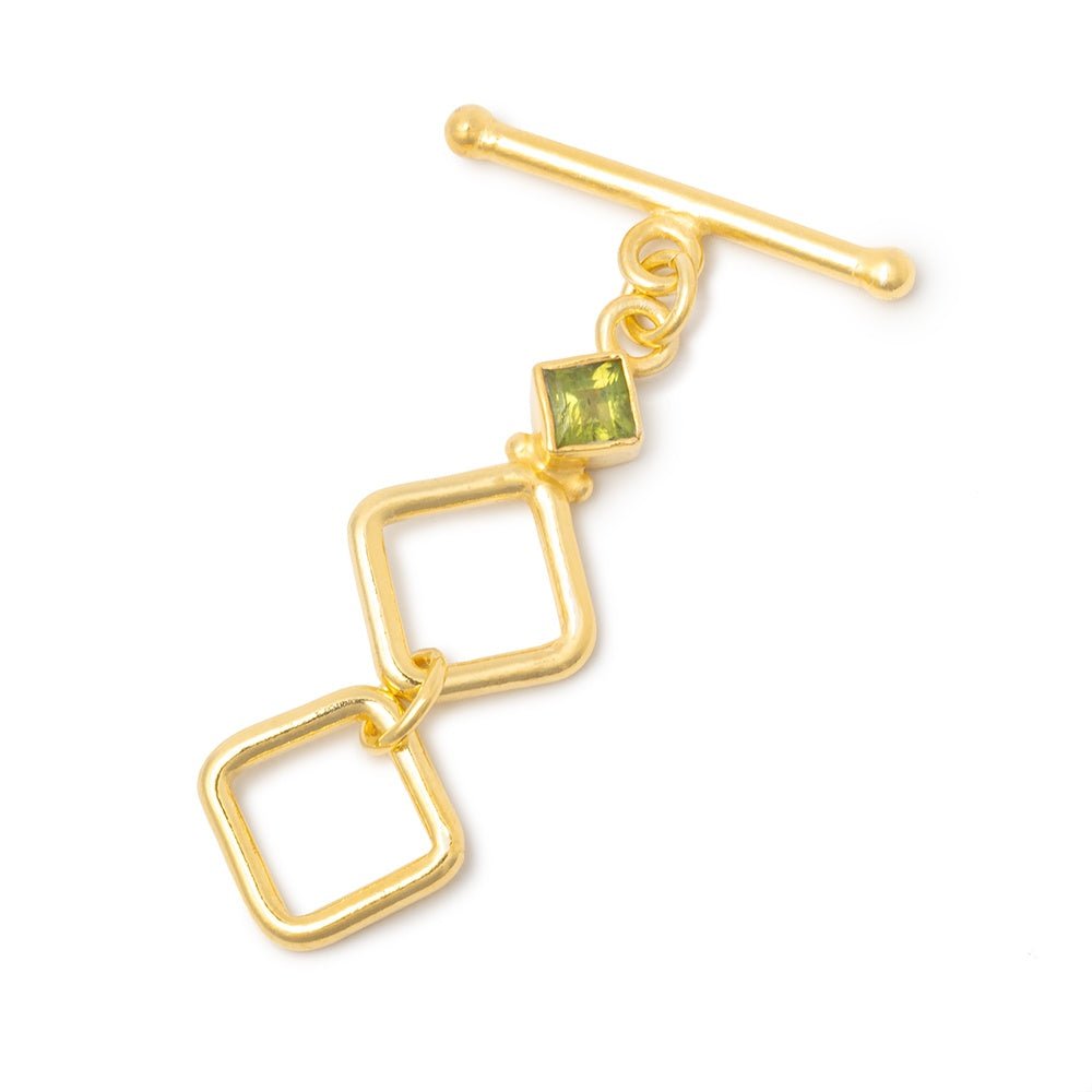 40x12mm Vermeil Peridot Square Toggle 1 piece