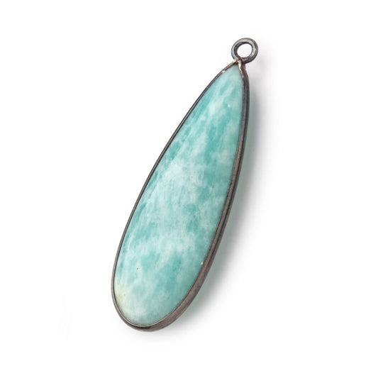 40x13mm Black Gold .925 Bezel Amazonite Plain Pear Pendant 1 Focal Bead