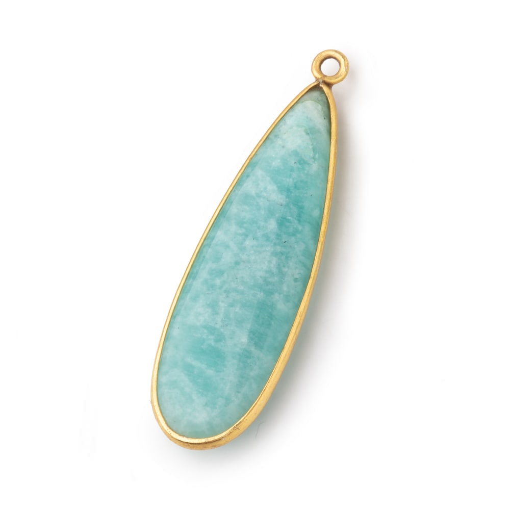 40x13mm Vermeil Bezel Amazonite Plain Pear Pendant 1 Focal Bead
