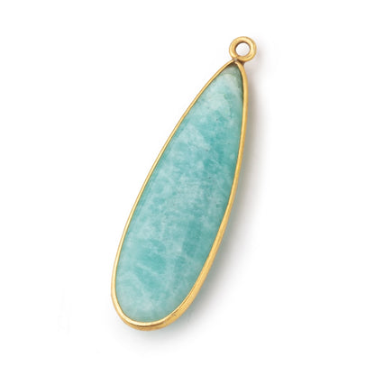 40x13mm Vermeil Bezel Amazonite Plain Pear Pendant 1 Focal Bead