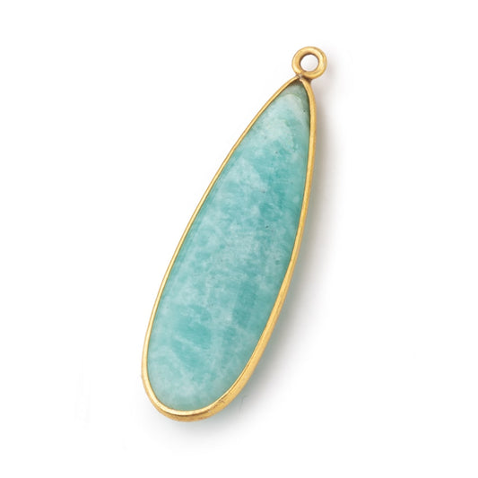 40x13mm Vermeil Bezel Amazonite Plain Pear Pendant 1 Focal Bead