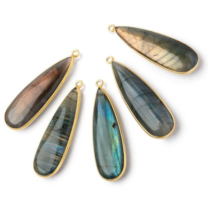 40x14mm Vermeil Bezel Labradorite plain pear Pendant 1 piece