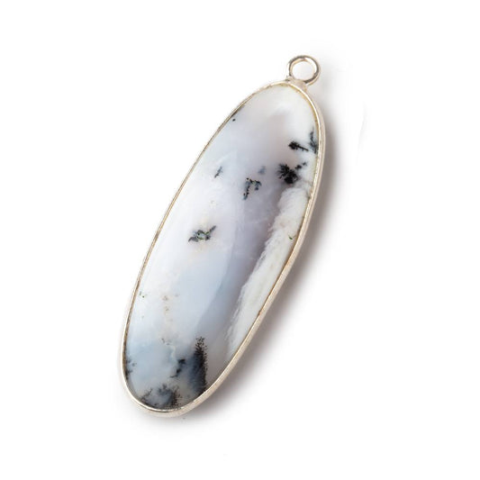 40x16mm Sterling Silver Bezel Dendritic Opal Plain Oval Pendant 1 piece