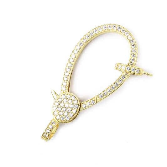 40x17mm Vermeil Pave CZ Lobster Clasp with CZ Ring 1 piece