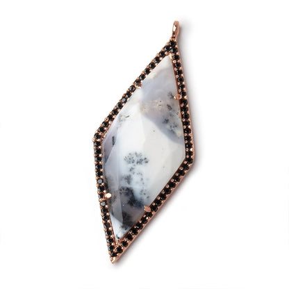 40x18mm Rose Gold & Black CZ Bezel Dendritic Opal Kite Pendant 1 Focal