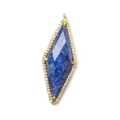 40x18mm Vermeil Bezel CZ & Lapis Lazuli Faceted Kite Marquise Pendant 1 focal bead