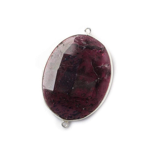 40x23mm Rhodolite Garnet Oval Sterling Silver Bezel Connector 1 piece