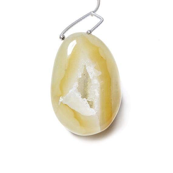 40x27mm Concave Pale Yellow Agate Drusy Freeform Focal Bead 1 piece