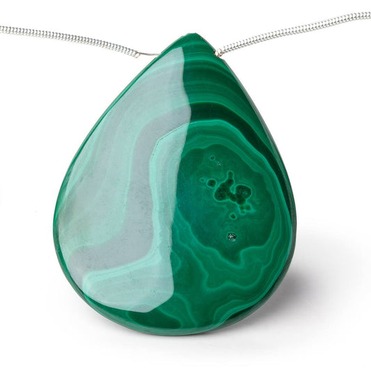 40x28-48x37mm Malachite Plain Pear Briolettes 6 inch 5 Beads