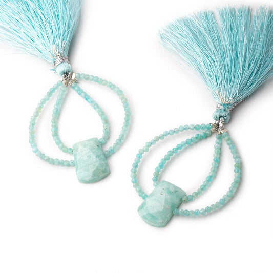 40x30mm Amazonite Faceted Fancy Focal Beads Sold as a Set of 2