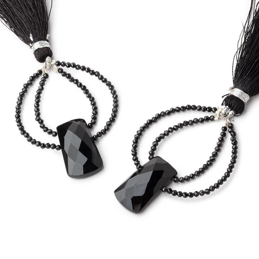 40x30mm Black Onyx Fancy Focal Beads Sold as a Set of 2